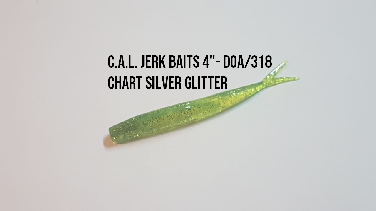 C.A.L. Jerk Baits 4- DOA/318 Chart Silver Glitter. - Espaço Pesca